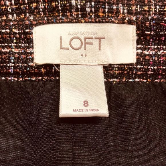 Loft Shift Skirt Sz 8 Boucle Multicolor Skirt 2 Front pockets - Picture 5 of 7